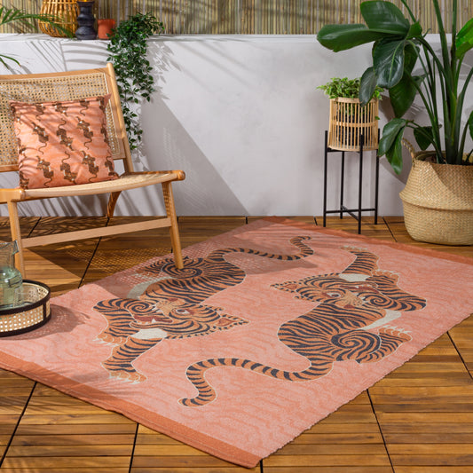 Tibetan Tiger Coral Outdoor Washable Rug 120 x 170cm