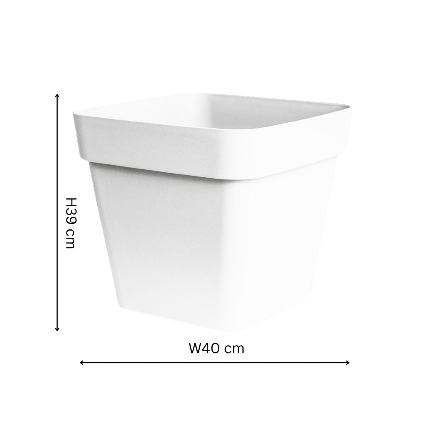 Cleo Square Planter With Wheels D40cm, White