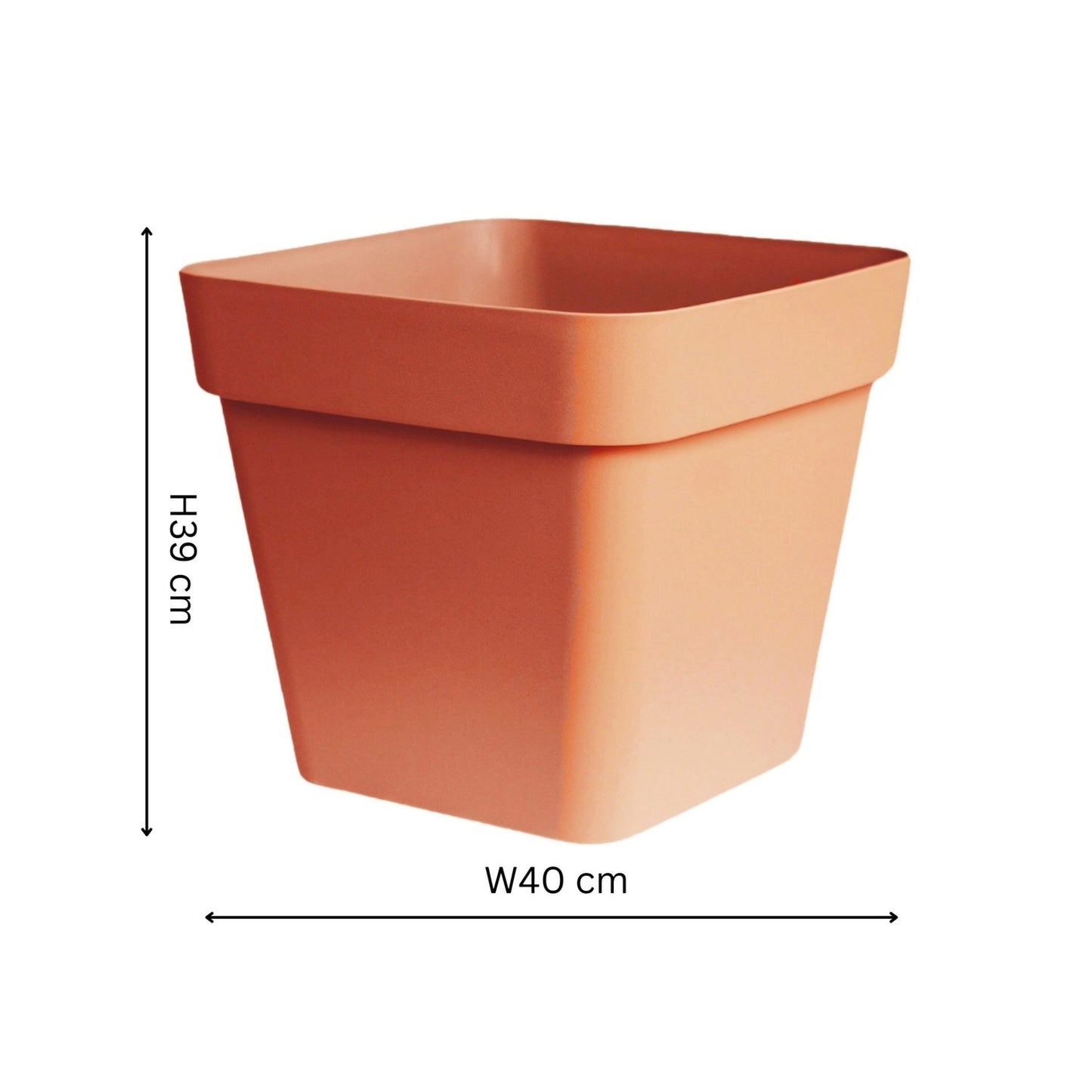 Cleo Square Planter With Wheels D40cm, Terracotta