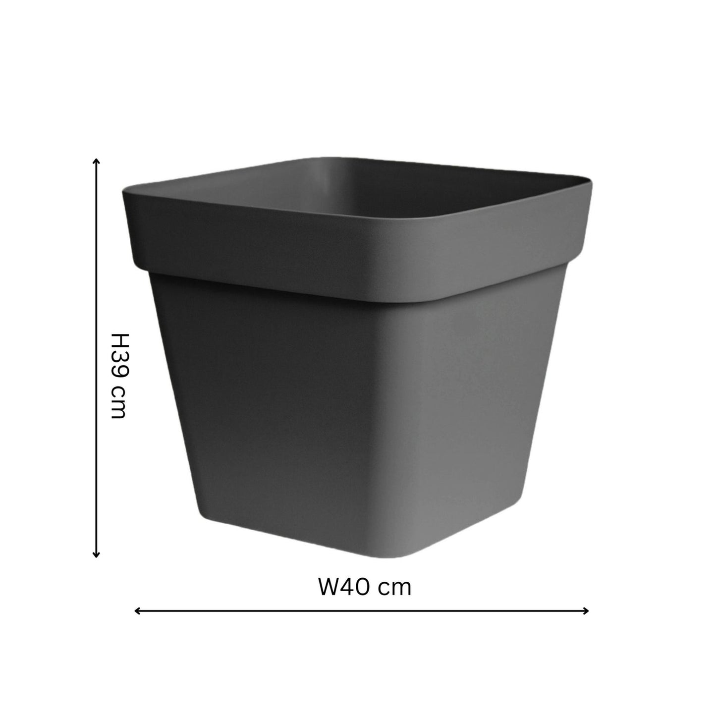 Cleo Square Planter With Wheels D40cm, Black