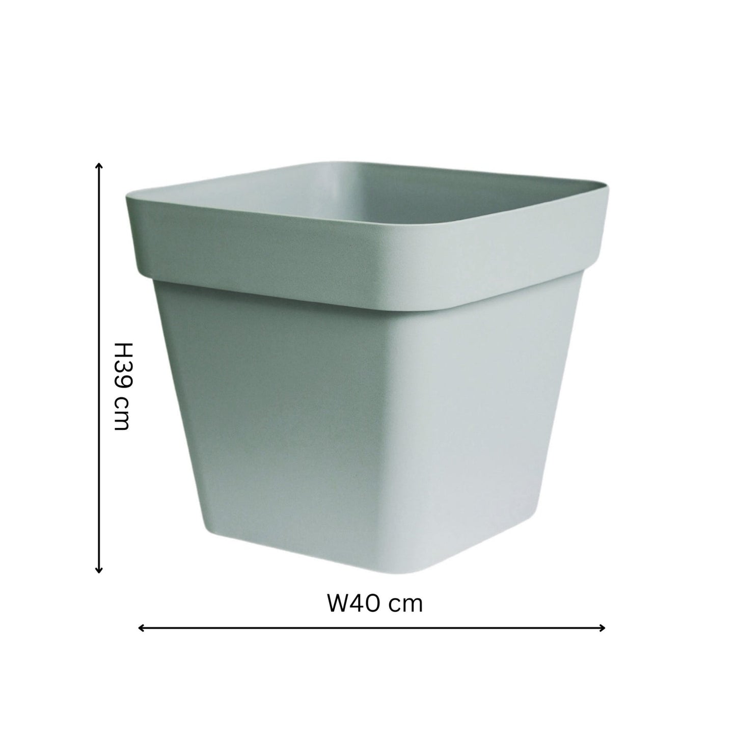 Cleo Square Planter With Wheels D40cm, Sage