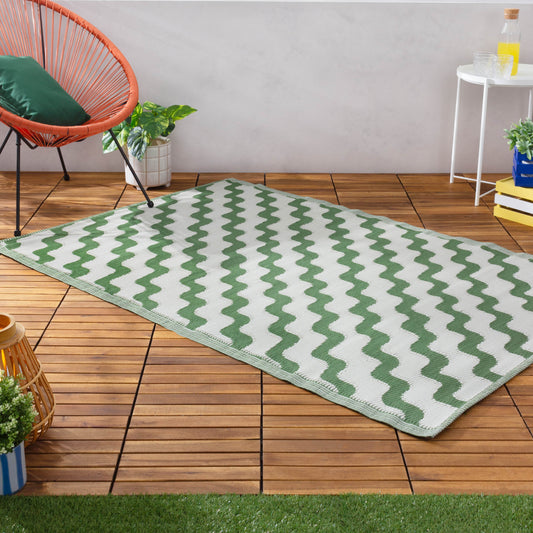 Wave Outdoor 100% Recycled Rug Green 120 x 180cm