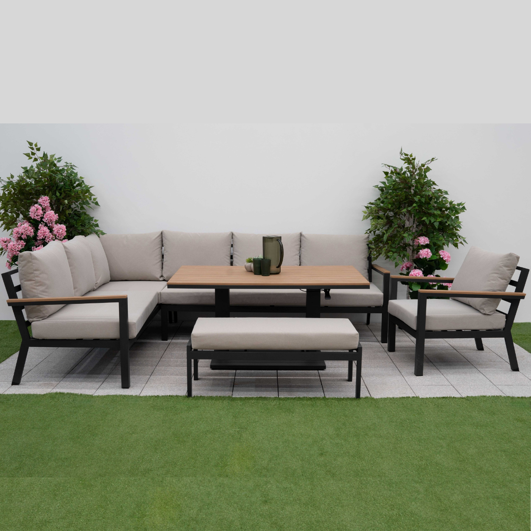 Nova - Heidi Left Hand Corner Sofa Lounge Dining Set with Rectangular Rising Table