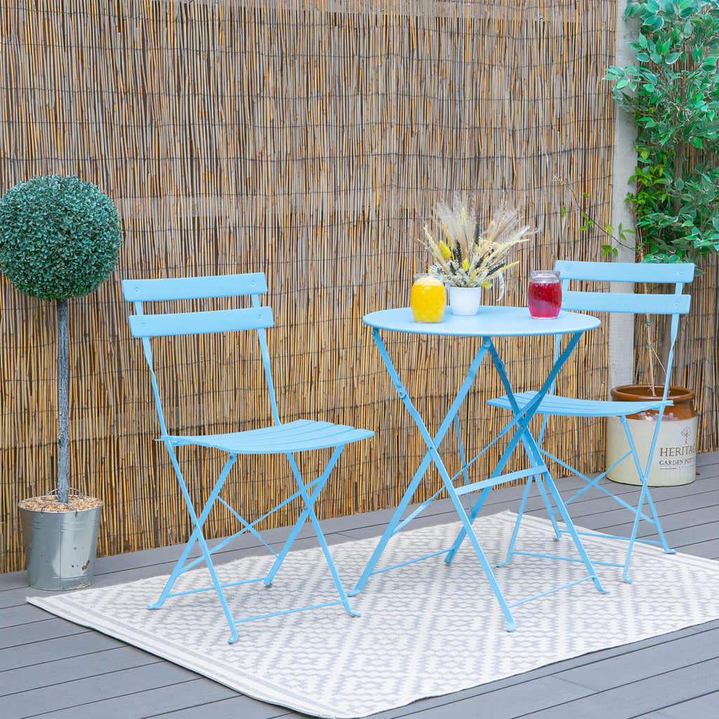 Two-Seater Round Bistro Set, Light Blue