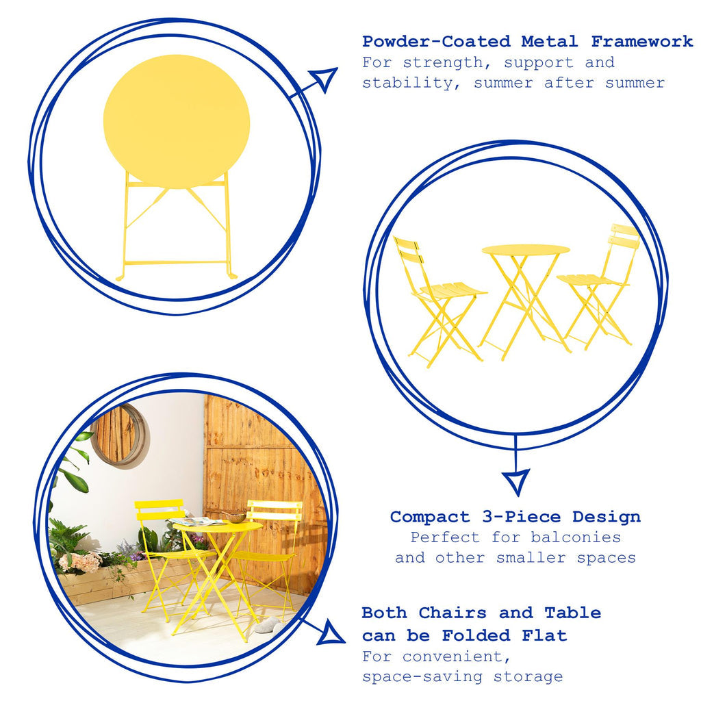 Two-Seater Round Bistro Set, Yellow