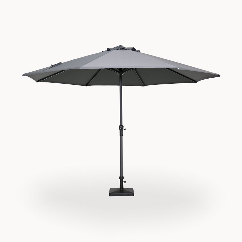 Nova - Max 3m Round Crank Operated Deluxe Parasol, Light Grey