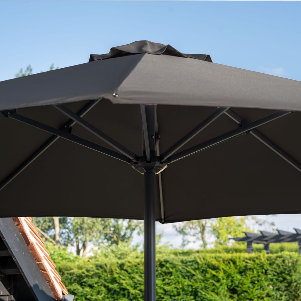 Nova - Max 3.5m Round Crank Operated Deluxe Parasol - Dark Grey Canopy