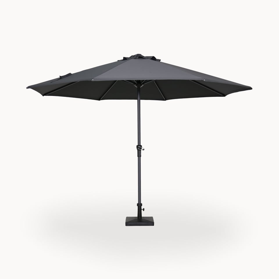 Nova - Max 3.5m Round Crank Operated Deluxe Parasol - Dark Grey Canopy