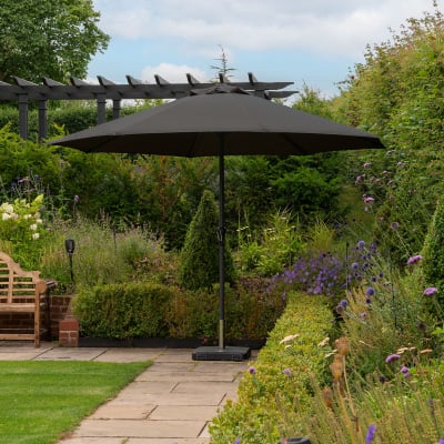 Nova - Max 3.5m Round Crank Operated Deluxe Parasol - Dark Grey Canopy